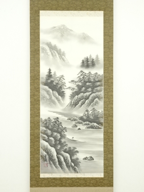 道具 ] - 道具 木透幸風筆 水墨山水 肉筆絹本掛軸（共箱） | ネット